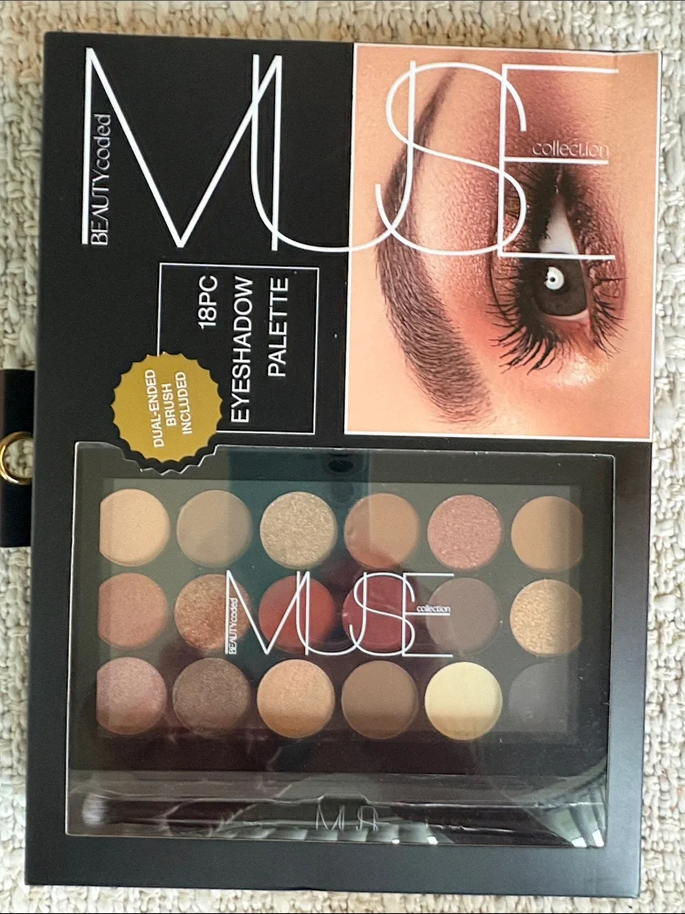 Muse 18-Pan Eyeshadow Palette — Pinks, Browns & Golds With Face and Eye Brushes